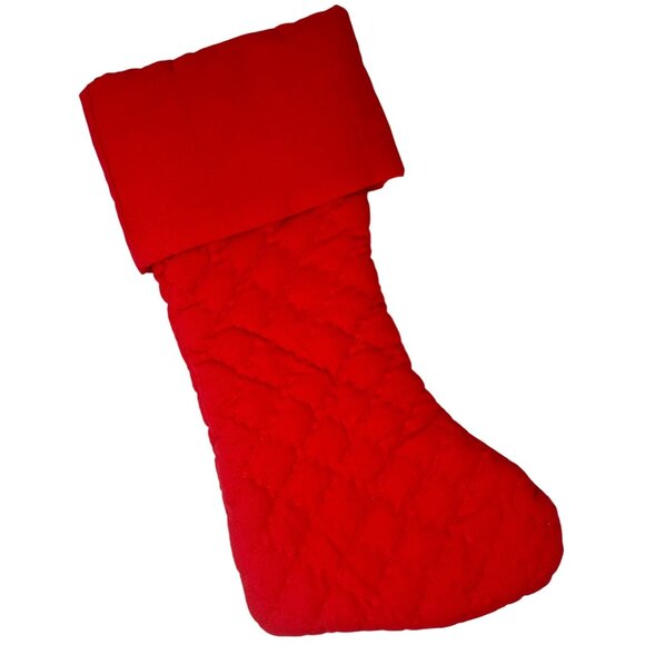 Heartstrings Red Quilted Christmas Stocking 18 Inch Lined Fold Over Cuff - Picture 2 of 8